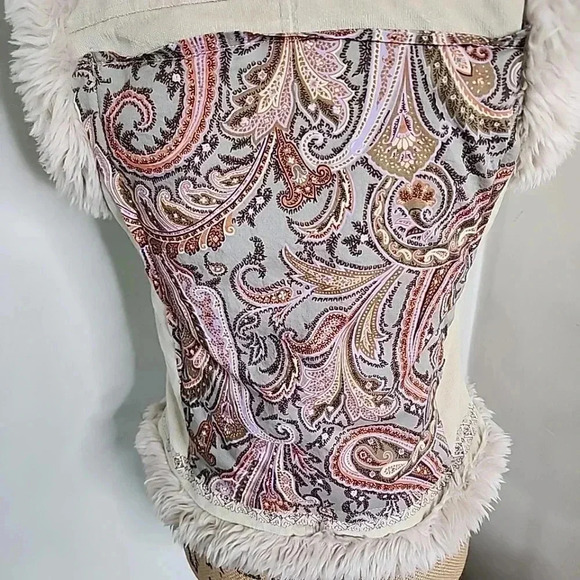 Y2k Upcycled Cord and faux fur patch vest. Size small - Picture 4 of 6
